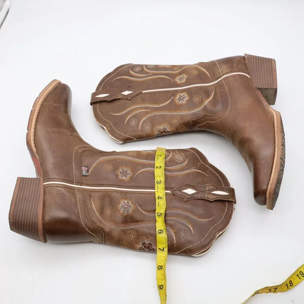 Justin Gypsy Women’s Size 10 B Cowgirl Western Boot Brown Leather Pull On - Picture 8 of 9